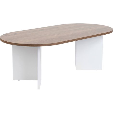Dmora - Wohnzimmertisch Parrano, Niedriger Wohnzimmertisch, Kaffeeregal, Couchtisch für Sofa, 119x60 h40 cm, Walnuss und Weiß (1/5)