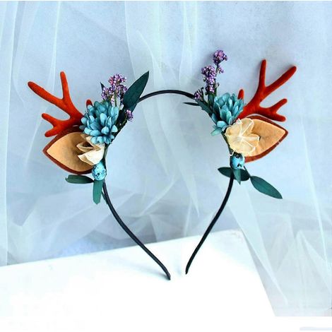 Serre-tête de Noël avec bois de renne - Jolis serre-têtes de Noël - Accessoires de fête de Noël sur le thème des rennes - Serre-têtes de déguisement pour les fêtes de fin d'année (1/5)