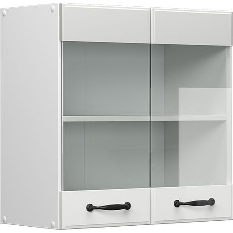 Küchenglasschrank R-Line, Weiß Landhaus, 60 cm, Vicco