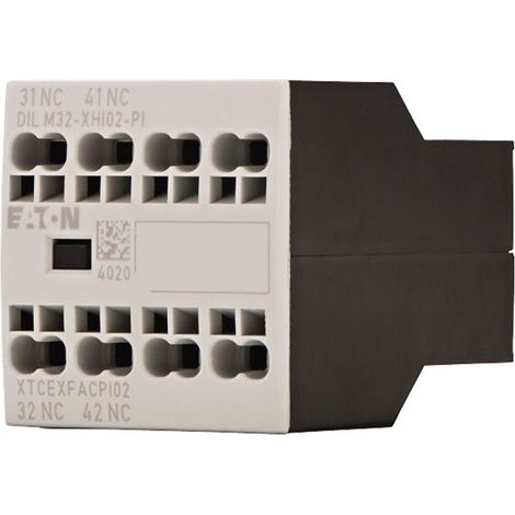 Eaton Bloque de contactos auxiliares, 2 polos, Ith= 16 A, 2 NC, Fijación frontal, Bornes Push-in, DILM7-10 - DILM38-10, 199310