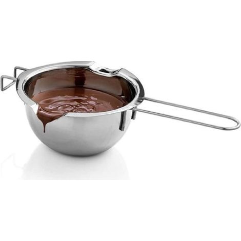 1 bol à sucre en acier inoxydable, diamètre intérieur 11 cm, double bec verseur, fond plat, pour fonte au bain-marie (1/5)