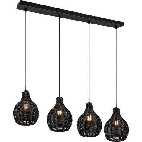 Suspension SPROUT noire rotin métal 4xE14 réglable RL (1/5)