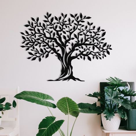 Asir Group Llc – Décoration murale en métal arbre noir – Dimensions 69x52cm – Poids 0,95kg – Livré en kit (1/5)