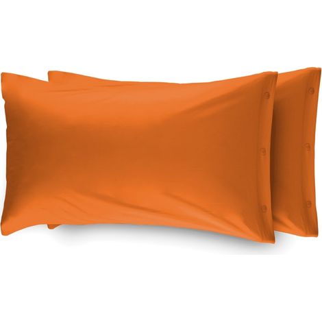 Coppia 2 Federe Cuscino Letto 100% Cotone Tinta Unita Sfoderabile Bottoni Laterali, misuraFederecoloreGrigio (1/5)
