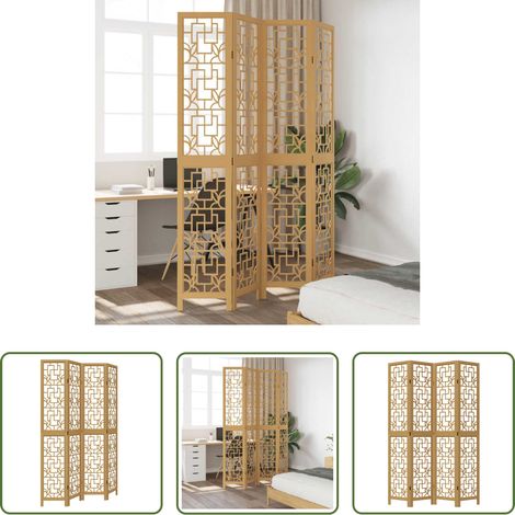 Wohnzimmer - 4-tlg. Raumteiler Braun Massivholz Paulownia (1/5)