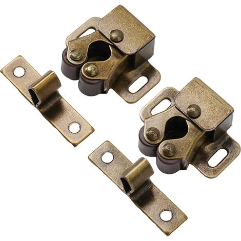 Serrure à double rouleau pour porte de placard, en acier (1/5)