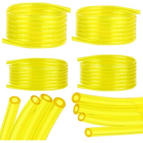 Bardusch - 4 Pièces Tuyaux d'Essence, 1.5M Tuyau d'huile Transparent Jaune (2 x 3.5mm, 2.5 x 5mm, 3 x 5mm, 3 x 6mm), pour Tondeuse, Tondeuse à Gazon, PVC Tuyau, Tuyau D'huile (1/5)