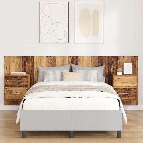 Headboard With Cabinet 3 pcs Old Wood Engineered Wood vidaXL (1/5)