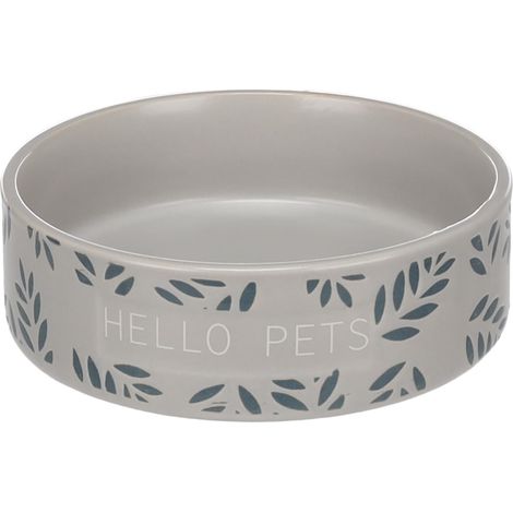 Gamelle Leafs Rond Gris pour Lapin - 13x4cm 330ml - Nourriture et Eau, Antidérapante et Facile à Nettoyer