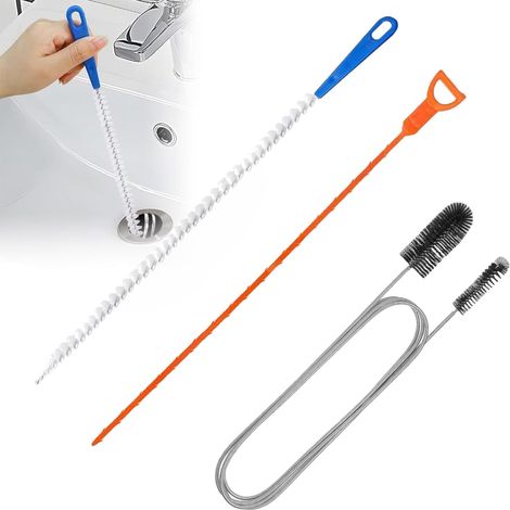 Brosse de Furet Deboucheur,3 Pièces Deboucheur Canalisation,Brosse Nettoyage Deboucheur Canalisation,Outil de Débouchage d'évier pour Tuyauterie égouts,Lavabo,Baignoire (1/5)