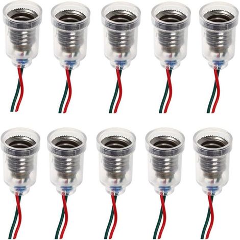 Beijiyi – Lot de 10 douilles E10 avec câbles 20 cm – Support pour ampoules LED – Montage à visser pour lampes de poche et bricolage - 10PCS