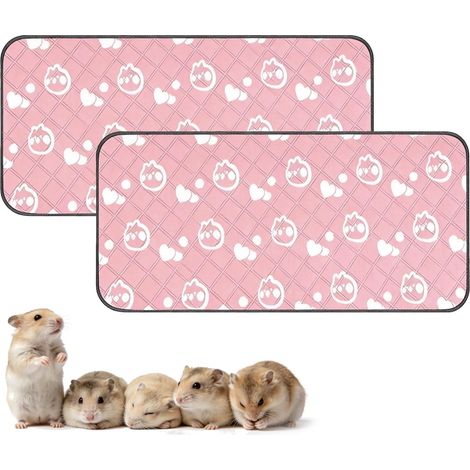 2 pieces 60 x 120 cm Meerschweinchen Unterlage Waschbar: Pipipads Meerschweinchen, Pink, Fleece Innenmatte Wasserdicht, Geräuscharm Rutschfest für Meerschweinchen, Hasen (1/5)