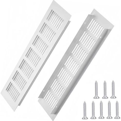 2er-Pack Lüftungsgitter – Aluminium Silber – Rechteckiges Lüftungsgitter für Küchenschränke – Schlafzimmermöbel – Türlüftungsgitter (1/5)