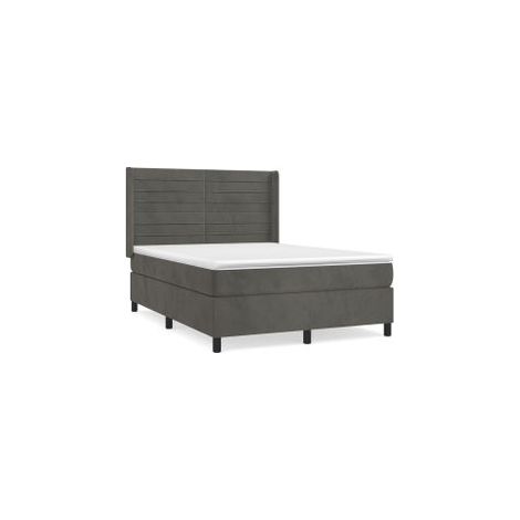 Sommier à lattes de lit et matelas Gris foncé 140x200 Velours (1/5)