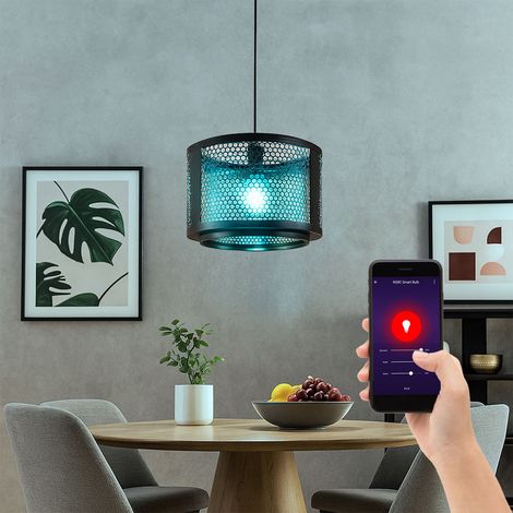 Smart LED Pendelleuchte dimmbar Hängelampe Wohnzimmerleuchte Retro  Esstischlampe, RGB Farbwechsel, App-/Sprachsteuerung, schwarz gold, 8,5W 806lm warmweiß-kaltweiß, DxH 40x150 cm