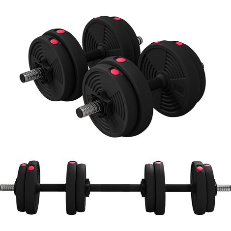 Haltères 2 en 1 réglables, haltères libres avec poignées antidérapantes, 15KG - Barres incluses (1/5)