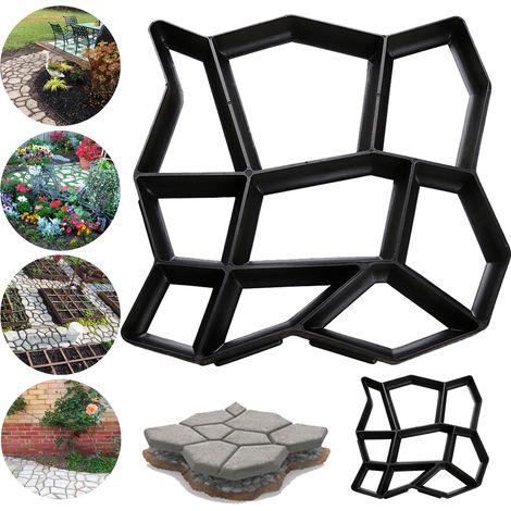 Jiubiaz 2 piezas Molde de hormigón de plástico para exteriores: creación de losas y senderos de jardín, anticorrosión y duradero