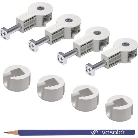 vasalat Arbeitsplattenverbinder Quick-Tech - 4x Plattenverbinder M8x64mm für Arbeitsplatte mit 25mm Mindeststärke + 4x Gegenstück