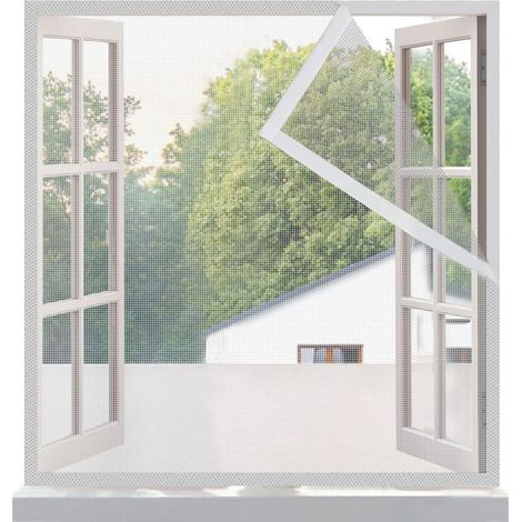 Moustiquaire Fenetre en Fibre de Verre 95x110cm, Blanc Filet Anti UV, Rideau Moustiquaire Aimantée Fenêtres Sans perçage, Anti-Insectes, avec 2cm Bande Adhésive, Non Découpable (1/5)