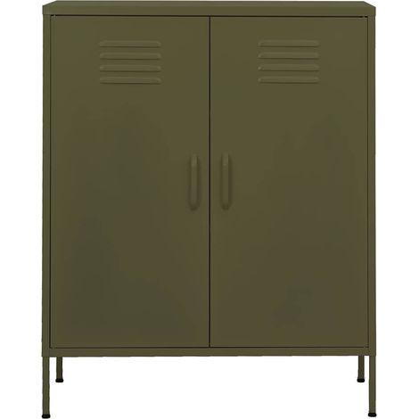 Maison Exclusive - Armadietto Verde Oliva 80x35x101,5 cm in Acciaio (1/5)