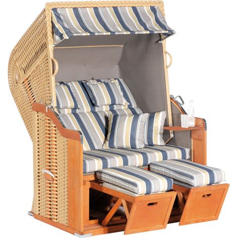 Strandkorb Rustikal 255 PLUS Kunststoffgeflecht beige 1236