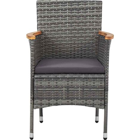Maison Exclusive - Garten-Essstühle 2 Stk. Poly Rattan Grau (1/5)