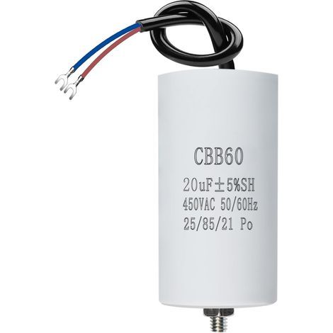 CBB60 450V 20µF 50/60HZ ANGEEK Kondensator, Anlaufkondensator, CBB60 Kondensator, Kondensatoren, mit M8-Anschlüssen, 38x70mm, 20µF, für Motoren, Poolpumpen, Holzspalter