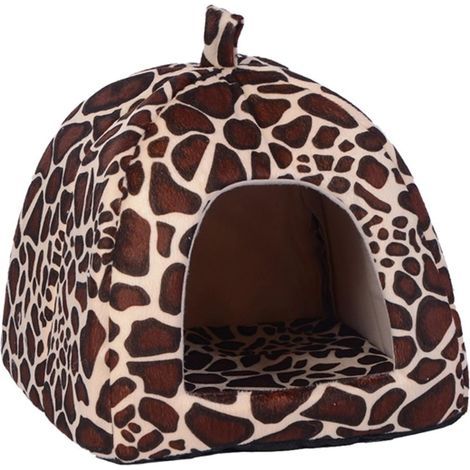 Hunde-/Katzenbett in Form eines Hauses, einer Hundehütte oder eines Welpenkorbs, XL-Leopardenmuster, Erdbeere (1/5)