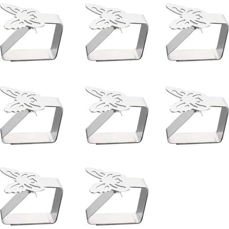 8 Support de Pince de Clip de Accroche Nappe en Acier Inoxydable Papillon Couverture de Table Clip Support de Nappe l'épaisseur de la Table ne Dépasse Pas 3 cm Utilisé pour Le Jardin Extérieur(6.25cm) (1/4)