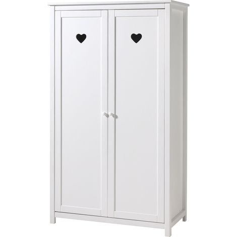 Armoire 2 portes 110x57x190,5 cm en pin blanc - AMORENA (1/5)