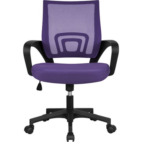 Yaheetech Chaise de Bureau en Maille Mesh Fauteuil de Bureau à Roulettes 360° avec Support Lombaire Fauteuil d'ordinateur Réglable en Hauteur Charge Maximale 136 kg Violet
