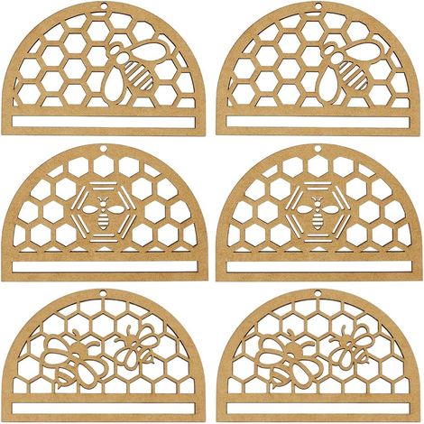 6 Cadres En Bois Pour Macramé Abeille, Fournitures Pour Suspension Macramé, Cadres Naturels En Bois Pour Attrape-Rêves, DIY, Décoration Maison, 3 Styles 5,9 x 3,9 Pouces (1/5)