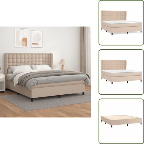 Tête de lit réglable - vidaXL Sommier à lattes de lit avec matelas Cappuccino 160x200 cm - Matelas de lit (1/5)