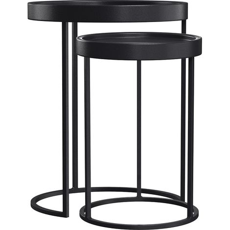 Table d'appoint en métal noir (lot de 2) - SWAN