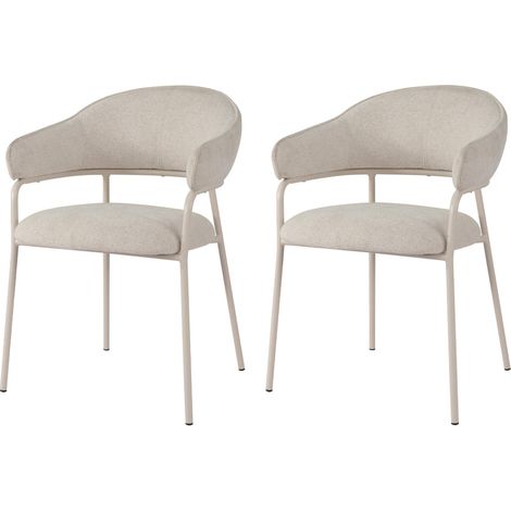 Stühle Rebecca Mobili Dorstenia 82,5x57x56,5 Polyestergewebe Stahl Perlweiß Modern SET 2 Stück