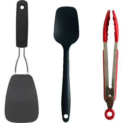 Ensemble Ustensiles Cuisine - Spatule Nylon Et Silicone Pince Verrouillable - Compatible Poêle Antiadhésive - Lot De 3 Pièces (1/5)