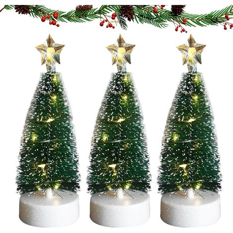 Lot de 3 arbres de Noël décorés à LED pour une ambiance de vacances confortable, idéal pour le salon, et les décorations de Noël de table pour améliorer l' festif (1/5)