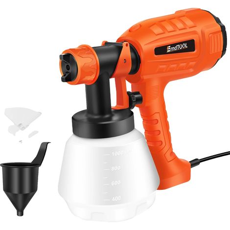 Pistola pulverizadora de pintura, tecnología HVLP, patrones de pulverización ajustables, color naranja, enchufe europeo. (1/2)