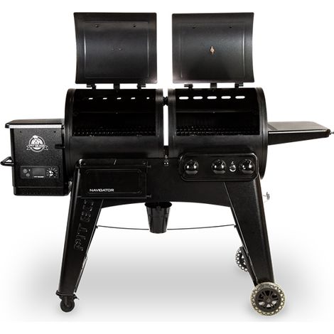 Barbecue à gaz et pellets 7000 cm² – 2 brûleurs – Plage de température 85°C à 540°C – Système d’évacuation réglable de la fumée – Pitboss