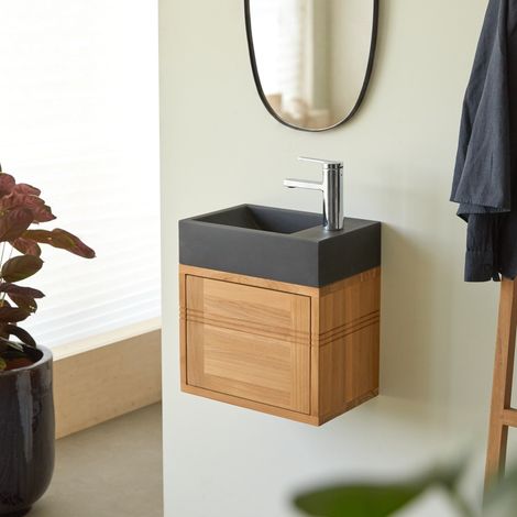 Tikamoon Basic Meuble Salle De Bain en teck H 40 cm × L 38 cm × P 25 cm (1/5)