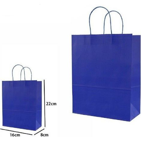 Trade Shop - SET MIT 5 UMSCHLÄGEN GESCHENKTÜTEN PAPIERTÜTEN BLAU 22 X 16 X 8 CM 68449 -