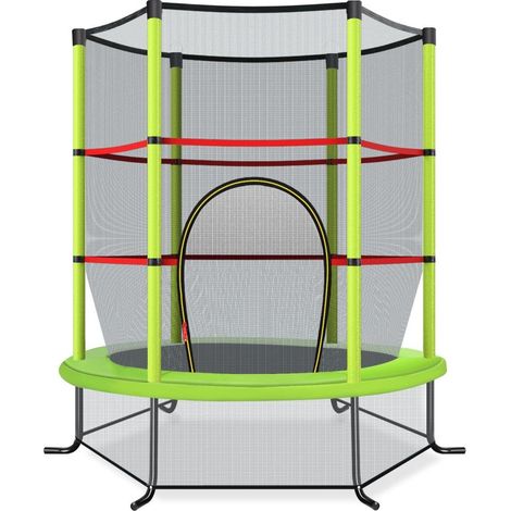 Il trampolino da giardino 140 cm con rete di sicurezza puo sostenere fino a 135 kg per bambini dai 3 anni in su verde