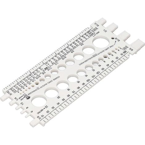 Outil de vérification de filetage pour boulons et écrous calibre métrique M3-M22 et impérial n°4-3/4 blanc (1/5)