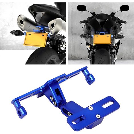 Verstellbare, teleskopierbare Kennzeichenhalterung aus Aluminiumlegierung mit LED-Motorradbeleuchtung (1/5)