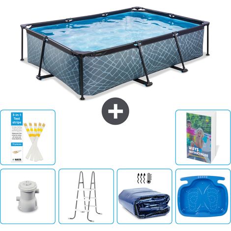 Exit Pool Rechteckig - Steinoptik - 300x200x65 cm - 7-teilig S318