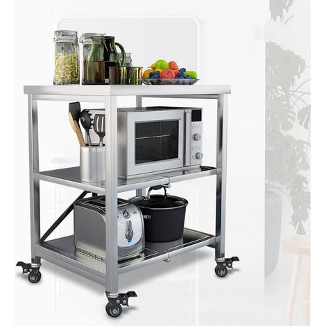 Chariot de Service Desserte Pliable,Chariot de Cuisine Étagère à 3 Niveaux Inox avec roulettes,60x45x80cm,Pliante Chariot de Rangement pour Buanderie Bureau Salle de Bain (1/5)