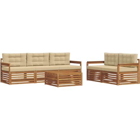Outdoor Sofa Set with Cushion 6 pcs Natural and Beige vidaXL (1/5)