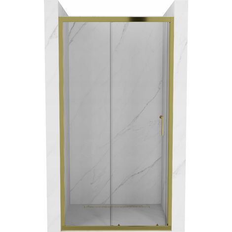 Mexen Apia ausziehbare Duschtür 125 cm, Transparent, Gold - 845-125-000-50-00