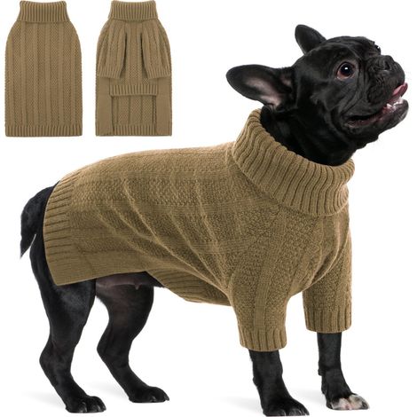 Pull tricoté pour chien col roulé vêtement chaud pour animaux de compagnie hiver (1/5)