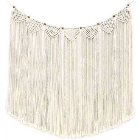 - Macramé Tissé Tenture Murale Frange Guirlande Bannière Bohème Décoration Murale (1/4)